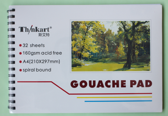 160g A4x32sheet spiral bound gouach pad